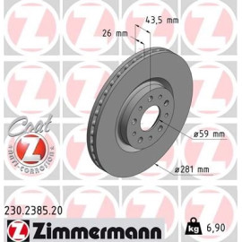 ZIMMERMANN Bremsscheibe 230.2385.20 ZIMMERMANN Bremsscheibe 230.2385.20