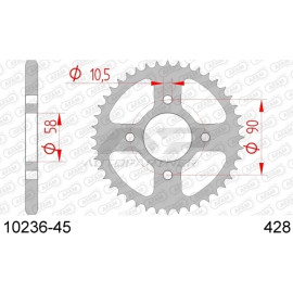 AFAM Kettenrad STAHL 45 Zähne 10236-45