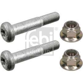 febi bilstein 45882 Schraubensatz für Traggelenk M10 x 1,5 – Vorderachse, Länge unter Kopf: 56 mm, Gewindelänge: 20 mm, Klasse: 8.8, Antrieb: Innen - Torx, gelb verzinkt, OE 1 088 759 S1
