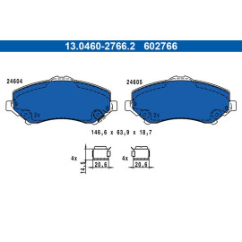 ATE Bremsbelagsatz Fiat Vorderachse Freemont 2.0 Jtd/2.4-3.6 11 13.0460-2766.2