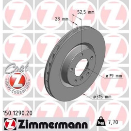ZIMMERMANN Bremsscheibe 150.1290.20 ZIMMERMANN Bremsscheibe 150.1290.20