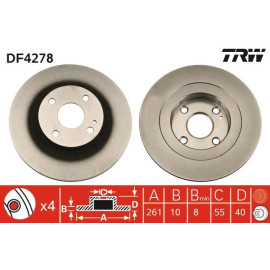 TRW Bremsscheibe Hinterachse DF4278 TRW Bremsscheibe Hinterachse DF4278
