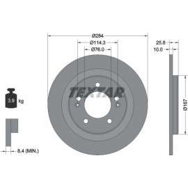 Textar Bremsscheibe 92252703 – 284 mm, für elektrische Feststellbremse
