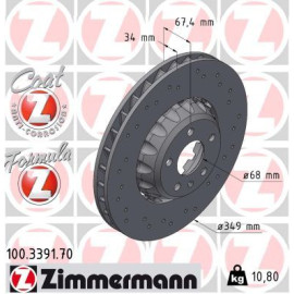 ZIMMERMANN Bremsscheibe 100.3391.70 ZIMMERMANN Bremsscheibe 100.3391.70