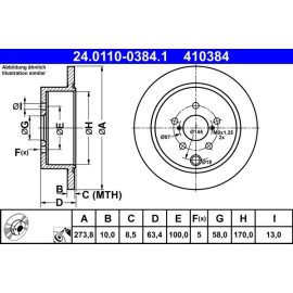 ATE Bremsscheibe Subaru Hinterachse Impreza/Forester/Xv 1.6-2.0 12 24.0110-0384.1 ATE Bremsscheibe Subaru Hinterachse Impreza/Forester/Xv 1.6-2.0 12 24.0110-0384.1
