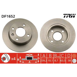 TRW Bremsscheibe Ford Escort -90 DF1652