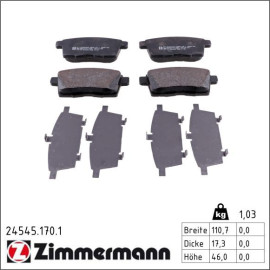 ZIMMERMANN Bremsbeläge 24545.170.1