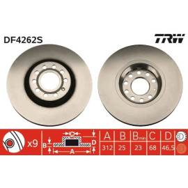TRW Bremsscheibe VW A4/A6/Passat DF4262S TRW Bremsscheibe VW A4/A6/Passat DF4262S