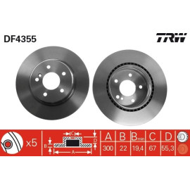 TRW Bremsscheibe Mercedes-Benz W202 97-10 DF4355 TRW Bremsscheibe Mercedes-Benz W202 97-10 DF4355
