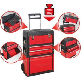 KS TOOLS Mobiler Werkzeugkasten aus Kunststoff und Stahlblech 850.0340