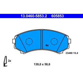 13.0460-5853.2 ATE Bremsbelagsatz Mitsubishi Vorderachse Grandis/Pajero 2.0-3.2 Di-D 00 13.0460-5853.2