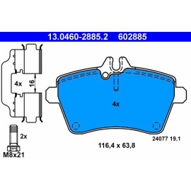 Bremsbelagsatz Db P. W169 1.5/2.0 Dci 04-12 13.0460-2885.2