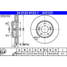 ATE Bremsscheibe Hyudnai Vorderachse I30 1.4-1.6 Crdi 11 24.0123-0123.1 ATE Bremsscheibe Hyudnai Vorderachse I30 1.4-1.6 Crdi 11 24.0123-0123.1