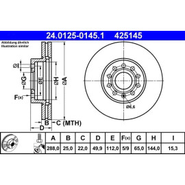 Bremsscheibe Vw P. Golf 5/A3/Octavia/Caddy/Touran 288X25Mm 24.0125-0145.1 Bremsscheibe Vw P. Golf 5/A3/Octavia/Caddy/Touran 288X25Mm 24.0125-0145.1