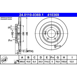 ATE Bremsscheibe Hyundai Hinterachse I40 1.6-2.0 Gdi 11 24.0110-0369.1 ATE Bremsscheibe Hyundai Hinterachse I40 1.6-2.0 Gdi 11 24.0110-0369.1