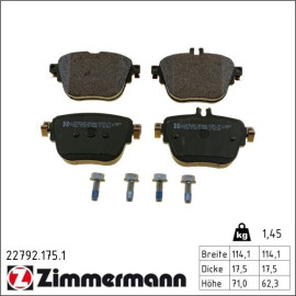 ZIMMERMANN Bremsbelagsatz, Scheibenbremse 22792.175.1