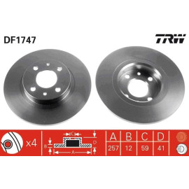 DF1747 TRW Bremsscheibe Fiat Bravo/A DF1747 DF1747 TRW Bremsscheibe Fiat Bravo/A DF1747