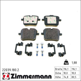 ZIMMERMANN Bremsbelagsatz, Scheibenbremse 22039.180.2