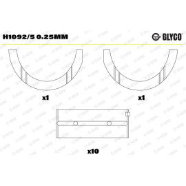 GLYCO Kurbelwellenlager H1092/5 0.25mm