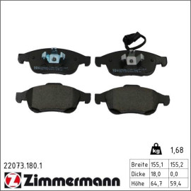 ZIMMERMANN Bremsbelagsatz, Scheibenbremse 22073.180.1