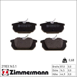 ZIMMERMANN Bremsbeläge 21103.145.1 ZIMMERMANN Bremsbeläge 21103.145.1