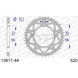 AFAM Kettenrad ALU 44 Zähne 13817-44
