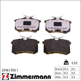 ZIMMERMANN Bremsbelagsatz, Scheibenbremse 20961.950.1