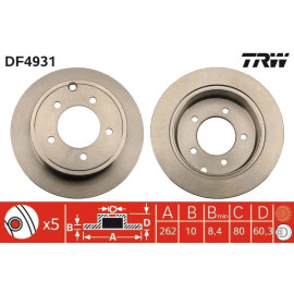 TRW Bremsscheibe Hinterachse DF4931 TRW Bremsscheibe Hinterachse DF4931
