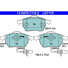 Bremsbelagsatz Vw P. Passat 1.6-2.8 96-05 Keramik 13.0470-7110.2