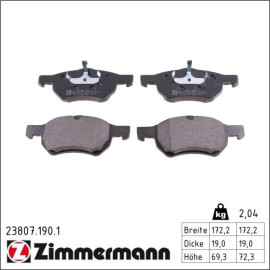 ZIMMERMANN Bremsbeläge 23807.190.1