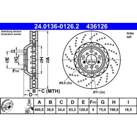 Bremsscheibe Bmw S. 5/6 4.4 11- Le 24.0136-0126.2 Bremsscheibe Bmw S. 5/6 4.4 11- Le 24.0136-0126.2