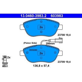 ATE Bremsbelagsatz Fiat Vorderachse Bravo 07-/Stilo 01 13.0460-3983.2 ATE Bremsbelagsatz Fiat Vorderachse Bravo 07-/Stilo 01 13.0460-3983.2