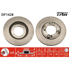 TRW Bremsscheibe Vorderachse DF1428 TRW Bremsscheibe Vorderachse DF1428