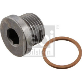 febi bilstein 31704 Ölablassschraube mit Dichtring M18 x 1,5 – Gesamtlänge 16 mm, Länge unter Kopf 12 mm, Innensechskant, SW 8 mm, Stahl, Außendurchmesser 23 mm, OE 07 11 9 905 428 S1 / 07 11 9 919 125 S1