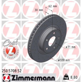 ZIMMERMANN Bremsscheibe 250.5708.52 ZIMMERMANN Bremsscheibe 250.5708.52