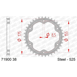 AFAM Kettenrad STAHL 38 Zähne 71900-38