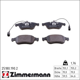ZIMMERMANN Bremsbeläge 25180.190.2