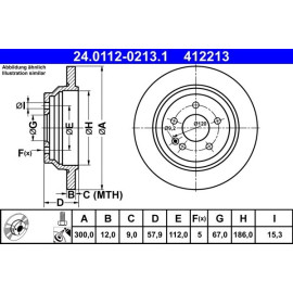 ATE Bremsscheibe Mercedes-Benz Hinterachse Vito 14 24.0112-0213.1 ATE Bremsscheibe Mercedes-Benz Hinterachse Vito 14 24.0112-0213.1