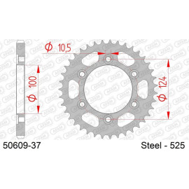 AFAM Kettenrad STAHL 37 Zähne 50609-37