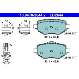 Bremsbelagsatz, Scheibenbremse 13.0470-2644.2