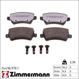 ZIMMERMANN Bremsbeläge 24496.970.1