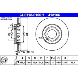 ATE Bremsscheibe VW Vorderachse Lupo/Polo 94-05 24.0118-0106.1 ATE Bremsscheibe VW Vorderachse Lupo/Polo 94-05 24.0118-0106.1