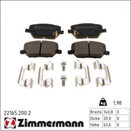 ZIMMERMANN Bremsbelagsatz, Scheibenbremse 22165.200.2