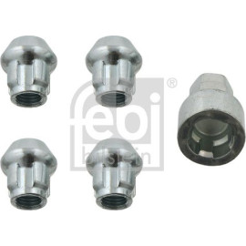febi bilstein 27057 Radsicherungsmutternsatz – M12 x 1,5, Kegelbund, SW 17/19 mm, Höhe 26,0 mm