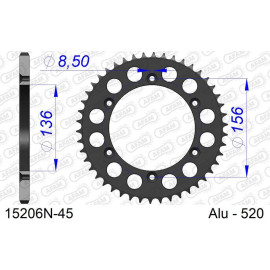 NB AFAM Kettenrad ALU 45 Zähne 15206N-45
