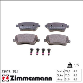 ZIMMERMANN Bremsbelagsatz, Scheibenbremse 23973.175.1