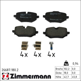 ZIMMERMANN Bremsbelagsatz, Scheibenbremse 26687.180.2