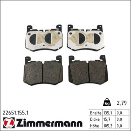 ZIMMERMANN Bremsbelagsatz, Scheibenbremse 22651.155.1