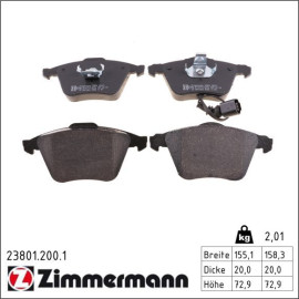 ZIMMERMANN Bremsbeläge 23801.200.1
