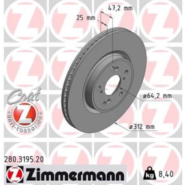 ZIMMERMANN Bremsscheibe 280.3195.20 ZIMMERMANN Bremsscheibe 280.3195.20